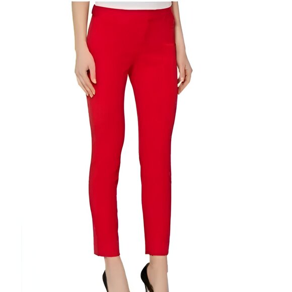 Banana Republic Fire Red Skinny Slim Straight Leg Ankle Cropped Dress Pants 2P - Picture 1 of 4